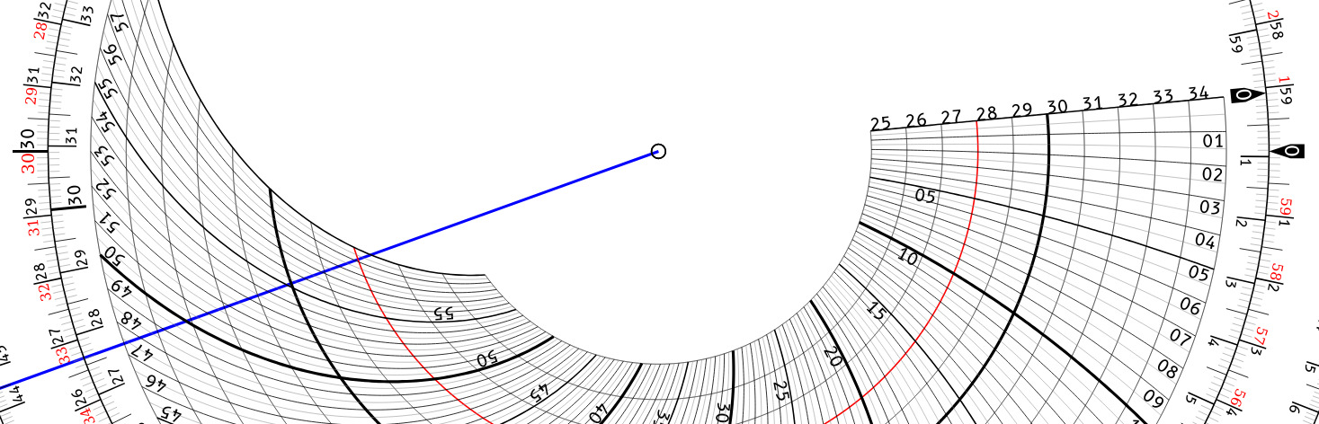 Image of the slide rule in the described position